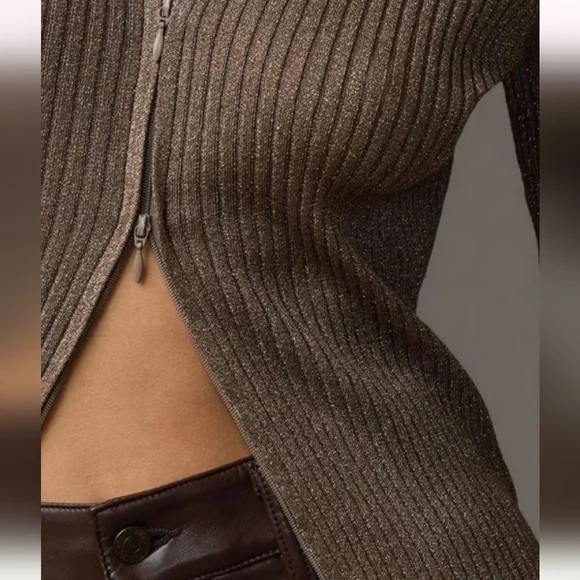 Anthropologie Long-Sleeve Zip-Front Duster Cardigan Sweater S NWT Hot - Picture 5 of 7